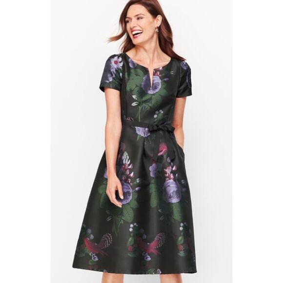 Talbots Dresses & Skirts - NWT - rsvp Talbots Black Floral A-Line Dress with Purple and Marion Accents - 1
